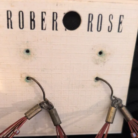 Robert Rose Rose-Pink Multi-Strand Beaded Hoop Boho Earrings - Picture 2 of 5